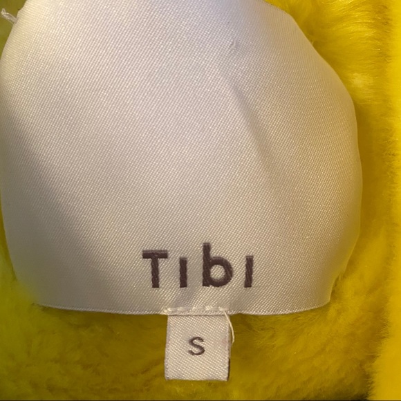 Tibi Faux Fur Trench Coat Yellow S - Picture 3 of 3